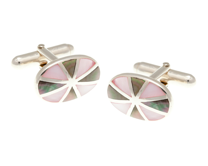 Solid Silver Sunray Mother of Pearl Cufflinks