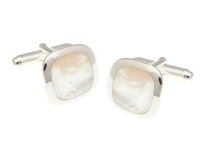 Solid Silver Mother of Pearl Soft Square Cufflinks