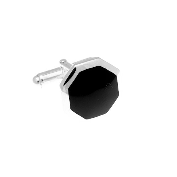 Octagonal Black Onyx And .925 Solid Silver Cufflinks by Elizabeth Parker England