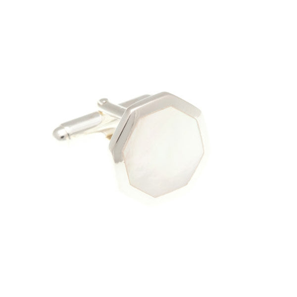 Octagonal Mother Of Pearl and .925 Solid Silver Cufflinks by Elizabeth Parker