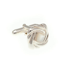 .925 Solid Silver Swirl Cufflinks With Mother Of Pearl Centre by Elizabeth Parker