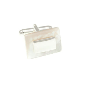 Mother Of Pearl and .925 Solid Silver Rectangular Cufflinks by Elizabeth Parker England
