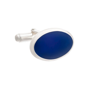 imeless Classic Oval Cufflinks in .925 Solid Silver and Lapis Lazuli Stone by Elizabeth Parker