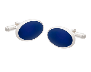 Timeless Classic Oval Solid Silver Lapis Lazuli Cufflinks