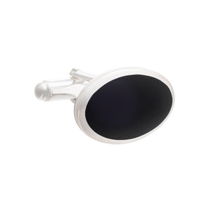 Timeless Classic Oval Cufflinks in .925 Silver and Black Onyx by Elizabeth Parker