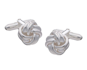 Solid Silver Classic Ribbon Weave Knot Cufflinks