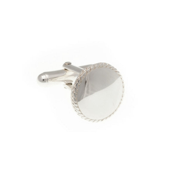 .925 Solid Silver Round Cufflinks With Rope Style Trim by Elizabeth Parker England