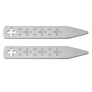 Laser Engraved Luxury Fleur de Lys Collar Stays by Elizabeth Parker