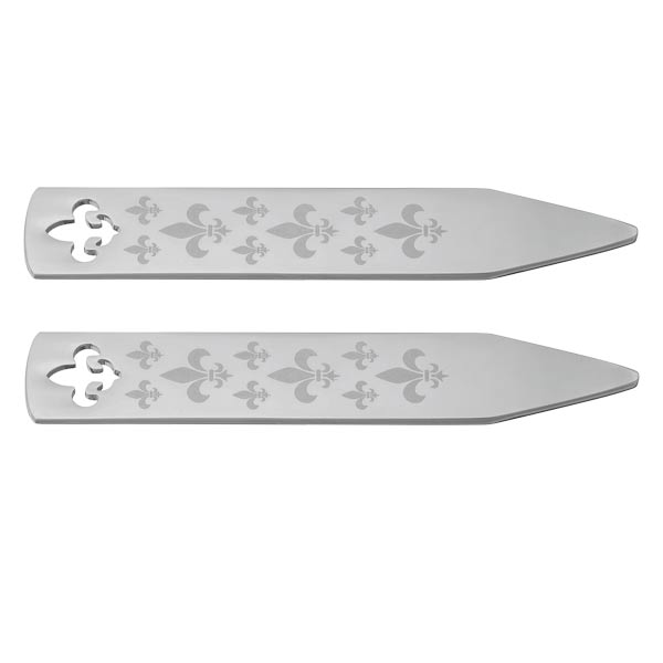 Laser Engraved Luxury Fleur de Lys Collar Stays by Elizabeth Parker