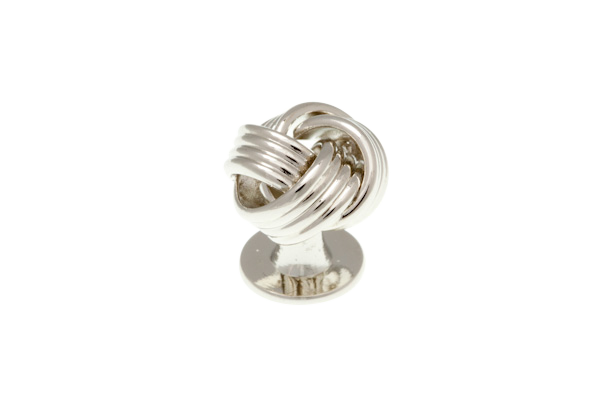 Single Silver Knot Weave Dress Stud