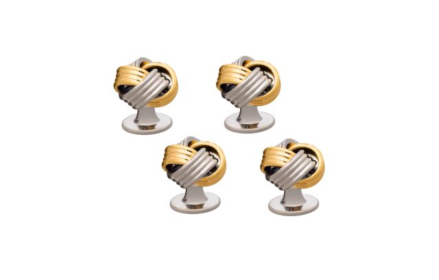4 Gold Silver Mix Plated Woven Knot Dress Studs Set