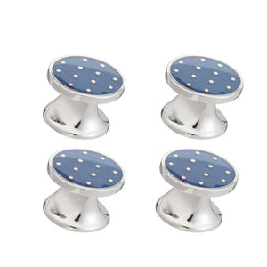Elizabeth Parker Blue Enamel Polka Dot Dress Studs