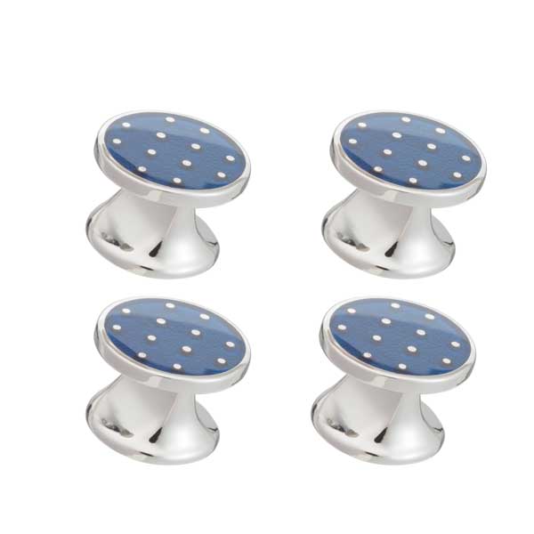 Elizabeth Parker Blue Enamel Polka Dot Dress Studs