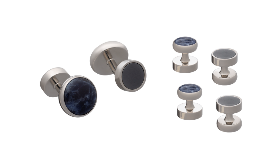 All Change' Reversible Hematite Sodalite Cufflinks