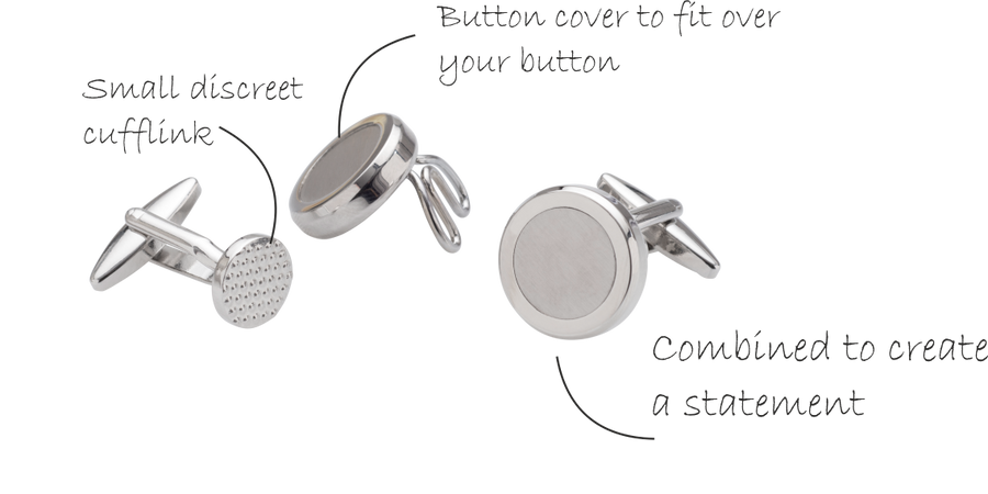 The Multifacet 3 in 1 Metal Button Cover Cufflinks