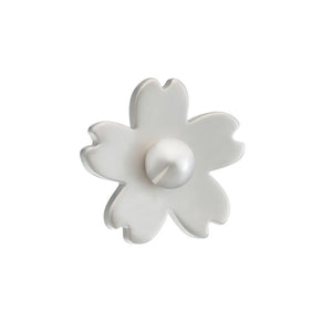 Elizabeth Parker Matte Silver Cherry Blossom Lapel Pin 