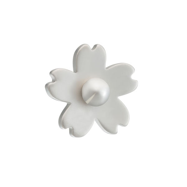 Elizabeth Parker Matte Silver Cherry Blossom Lapel Pin