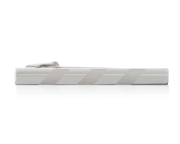 Polished 3 Diagonal Laser Engraved Lines Tie Clip - 35mm
