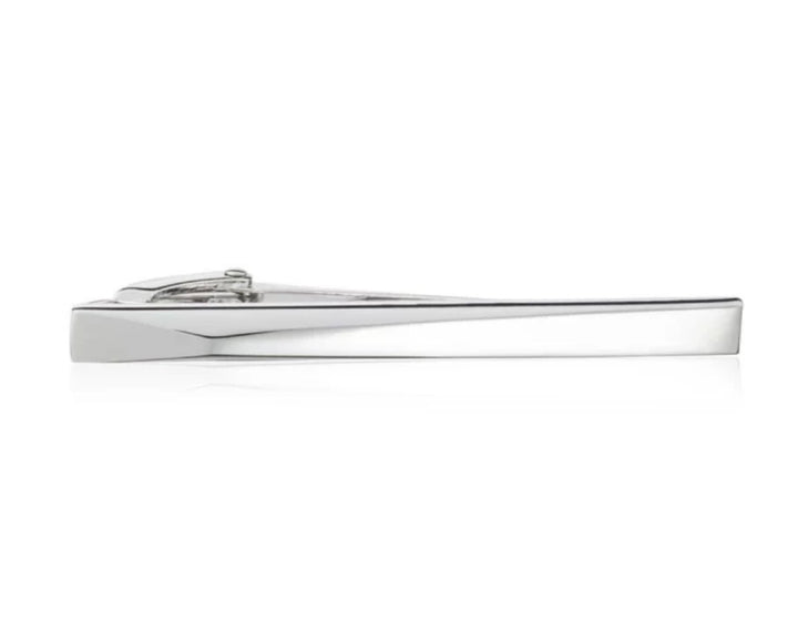 3D Polished Metal 55mm Tie Clip with a Raised Off-Centre Peak by Elizabeth Parker England