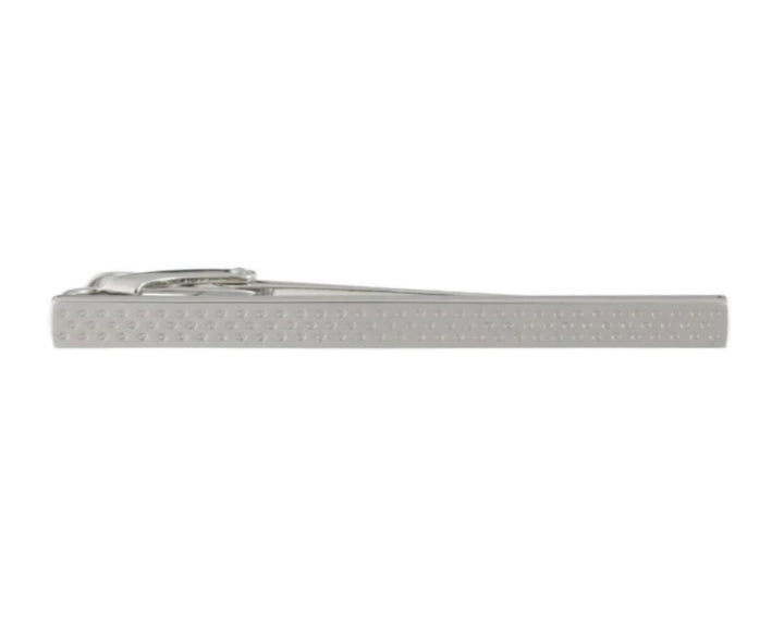 Dotted stripe polished metal tie clip by Elizabeth Parker