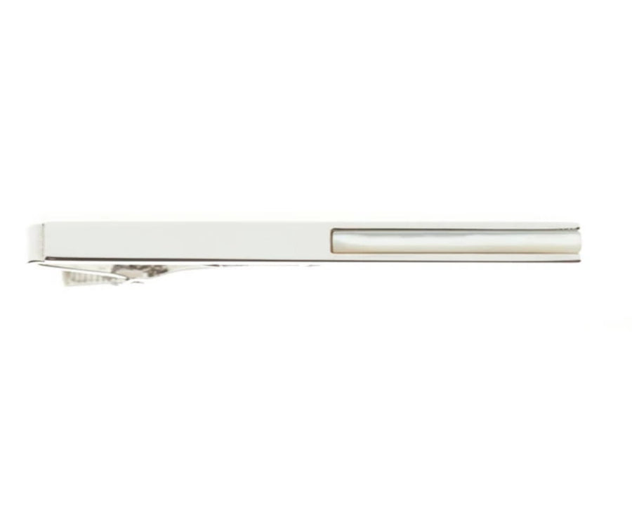Polished Clip Style With Mother Of Pearl Bar 60mm Tie Slide