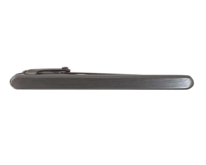 Brushed Gun Metal Tie Slide With Smooth Rounded Ends by Elizabeth Parker