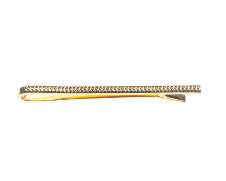 Vintage Gold Plated Tie Slide with Industrial Pattern - 50mm by Elizabeth Parker