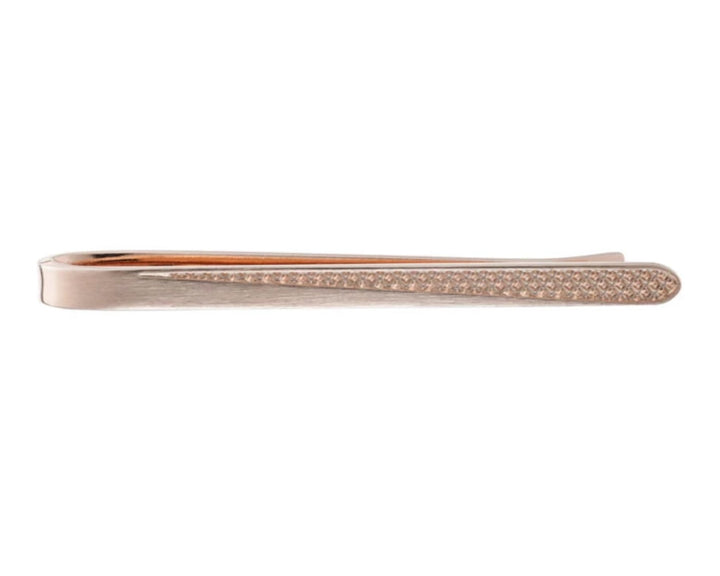Rose Gold Fifty-Fifty Tie Slide with smooth and textured front by Elizabeth Parker