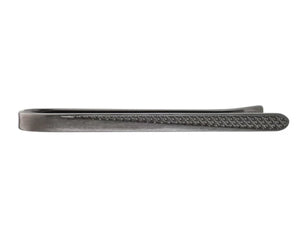 Gun Metal Fifty-Fifty Tie Slide with smooth and textured front by Elizabeth Parker