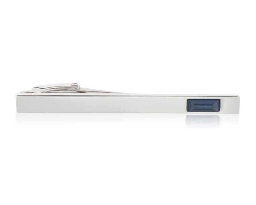 Polished Tie Clip With Navy Blue Insert 55mm by Elizabeth Parker