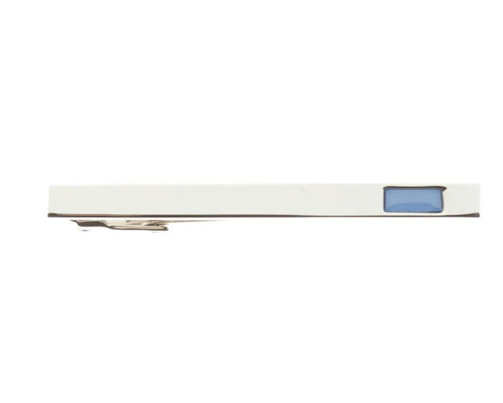 Polished Tie Clip With Sky Blue Insert 55mm by Elizabeth Parker