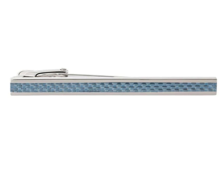 Blue Carbon Fibre Detailing Tie Clip by Elizabeth Parker