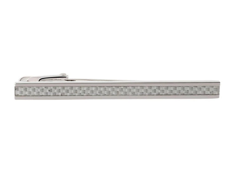 White Carbon Fibre Detailing Tie Clip by Elizabeth Parker