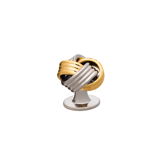 Gold Silver Mix Plated Woven Knot Dress Studs & Cufflinks Set