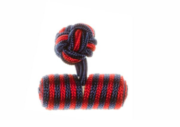 Navy Blue & Red Barrel Cuffknots Knot Cufflinks - by Elizabeth Parker England