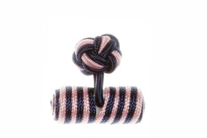 Navy Blue & Pink Barrel Cuffknots Knot Cufflinks - by Elizabeth Parker England