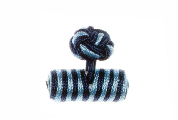 Navy Blue & Sky Blue Barrel Cuffknots Knot Cufflinks - by Elizabeth Parker England