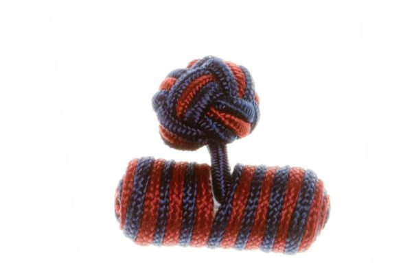 Navy Blue & Burgundy Red Barrel Cuffknots Knot Cufflinks - by Elizabeth Parker England