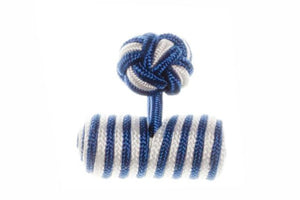 Royal Blue & White Barrel Cuffknots Knot Cufflinks - by Elizabeth Parker England
