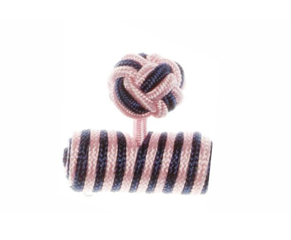 Pink & Navy Blue Barrel Cuffknots Knot Cufflinks - by Elizabeth Parker England