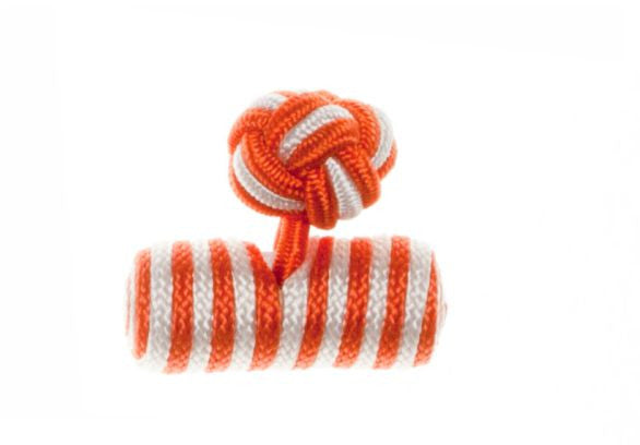 Orange & White Barrel Cuffknots Knot Cufflinks - by Elizabeth Parker England