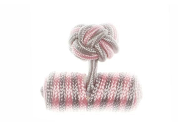 Grey & Pink Barrel Cuffknots Knot Cufflinks - by Elizabeth Parker England