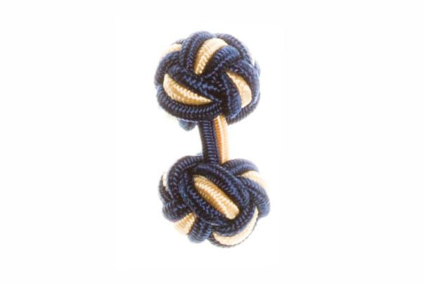 Navy Blue & Yellow Cuffknots Knot Cufflinks - by Elizabeth Parker England