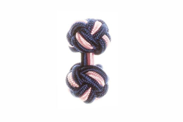 Navy Blue & Pink Cuffknots Knot Cufflinks - by Elizabeth Parker England