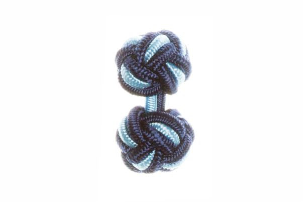Navy Blue & Sky Blue Cuffknots Knot Cufflinks - by Elizabeth Parker England