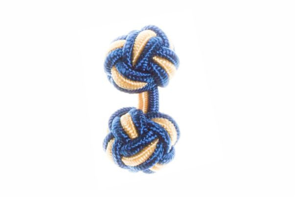 Royal Blue & Yellow Cuffknots Knot Cufflinks - by Elizabeth Parker England