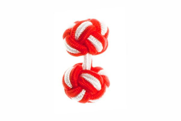Red & White Cuffknots Knot Cufflinks - by Elizabeth Parker England