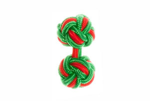 Green & Red Cuffknots Knot Cufflinks - by Elizabeth Parker England