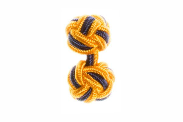 Gold & Navy Blue Cuffknots Knot Cufflinks - by Elizabeth Parker England
