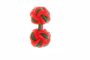 Red & Green Cuffknots Knot Cufflinks - by Elizabeth Parker England